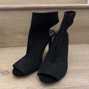 Elegant Black Peep-Toe Ankle Boots